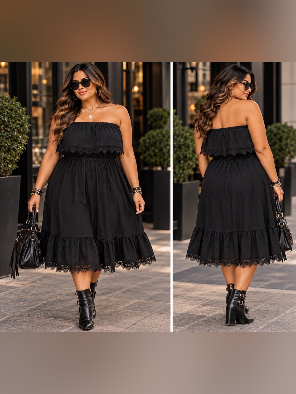 EXPRESS Cotton Strapless Popover Midi Dress NWT